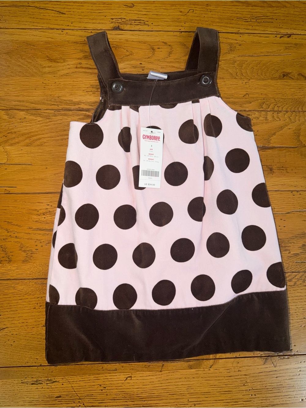 Vintage New Gymboree Dress Sweeter Than Chocolate 3T NWT Pink w/ Brown Dots